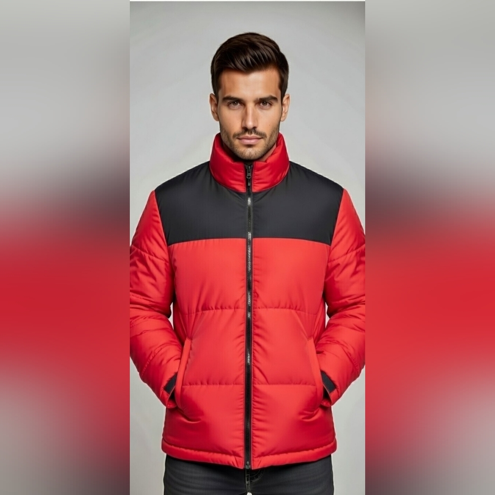 Club Room Men's Colorblocked Quilted Full-Zip Puffer Jacket Coat Red XL